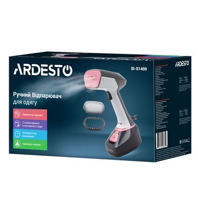 ARDESTO Отпариватель ручной SI-S1400, 1400Вт, 280мл, паровой удар, постоянный пар - 22гр, керам. подошва, бело-черный SI-S1400 фото