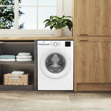 Beko Пральна машина фронтальна, 8кг, 1000, A+++ (-10%), 55см, дисплей, інвертор, ПАР, білий (381700) BM1WFSU38033WW фото