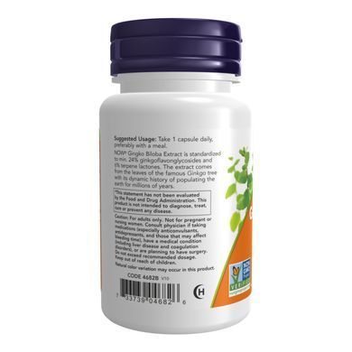 Гінкго Білоба, Ginkgo Biloba, Double Strength, 120 мг, Now Foods 200 капсул