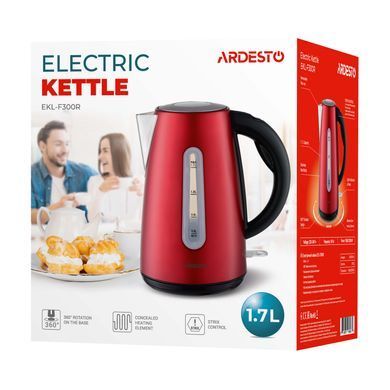 Електрочайник ARDESTO EKL-F300R 1.7л/2200Вт/strix контроль/нерж сталь/червоний (320420) EKL-F300R фото