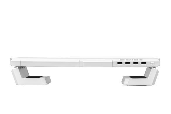 2E Gaming Подставка для монитора CPG-007, 550x205x7мм, phone holder/storage drawer, 4xUSB-A, RGB, белый 2E-CPG-007-WT фото
