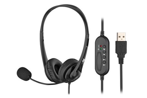 Гарнітура ПК стерео On-ear 2E CH11 USB, omni-mic, 2м, чорний (334523) 2E-CH11SU фото