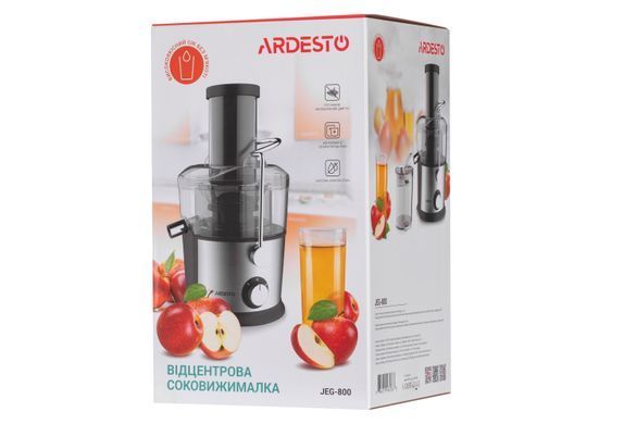 Соковитискач ARDESTO відцентрований 1100Вт, чаша-1л, пластик/метал, сріблясто-чорний (364106) JEG-800 фото