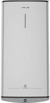 Водонагрівач електр. Ariston плаский слім VELIS TECH 80 EU, 80л, 2*1,5кВт, ун. монтаж, електр. кер-ння, B, Італія, Сірий (383118) 3100918 фото