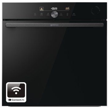 Gorenje Духовой шкаф электрический, 77л, A+, пар, дисплей, Wi-Fi, черный BSA6747DGWI фото