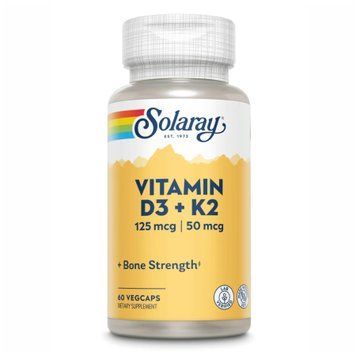 Комплекс Вітамінів D3 + K2 Solaray Vitamin D-3 & K-2 60 вегетаріанських капсул