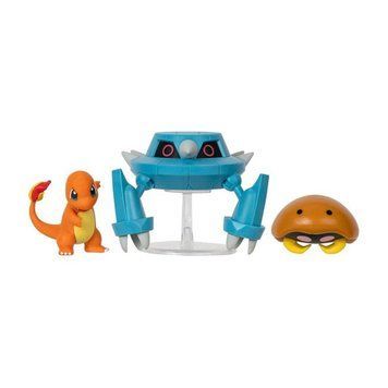 Набір ігрових фігурок POKEMON W17 - КАБУТО, ЧАРМАНДЕР, МЕТАНГ (на підставці)