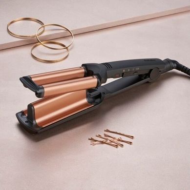 BaByliss Плойка, гофре , 85Вт, темп.режимів-3, 160-210С, природні хвилі, кераміка, турмалін , чорний (361708) W2447E фото