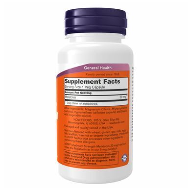 Мелатонін NOW Melatonin 20 мг вег. капсули №90
