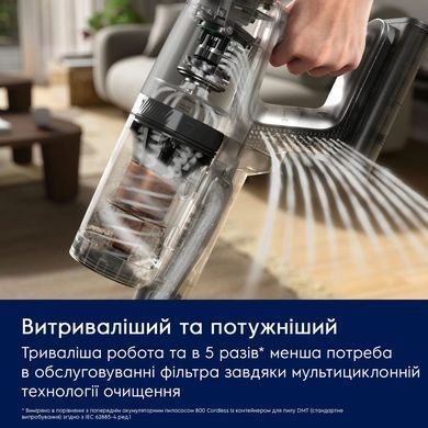 Electrolux Пылесос беспроводный, конт пыль -0.4л, автон. раб. до 90мин, вес-3.2кг, НЕРА12, AutoMode, BRC, 4 насадки, серый EP82UB25UG фото