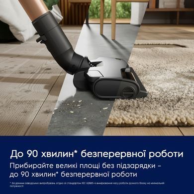 Electrolux Пылесос беспроводный, конт пыль -0.4л, автон. раб. до 90мин, вес-3.2кг, НЕРА12, AutoMode, BRC, 4 насадки, серый EP82UB25UG фото