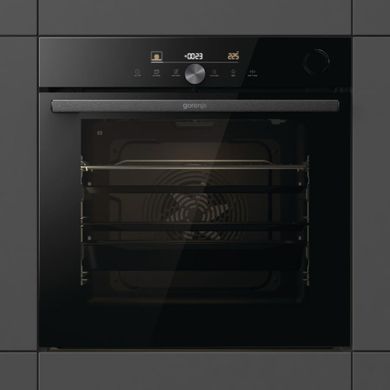 Gorenje Духовой шкаф электрический, 77л, A+, пар, дисплей, Wi-Fi, черный BSA6747DGWI фото