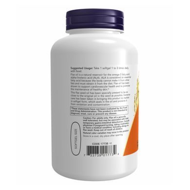Flax Oil Org 1000mg - 120 vgels Now Foods