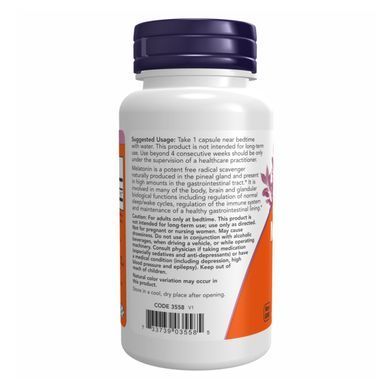Мелатонін NOW Melatonin 20 мг вег. капсули №90