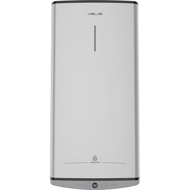 Водонагрівач електр. Ariston плаский слім VELIS TECH 80 EU, 80л, 2*1,5кВт, ун. монтаж, електр. кер-ння, B, Італія, Сірий (383118) 3100918 фото
