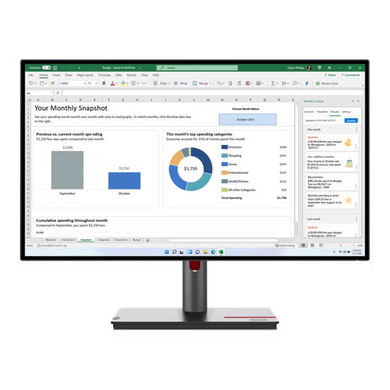 27" 16:9 IPS РК монітор, 2560х1440, 4 мс, 60 Гц, HDR10, 1xHDMI 2.0/1xDP 1.4/1xDP Out/4xUSB 3.2, LTPS LENOVO P27q-30 (63A2GAT1UA) 3702728 фото