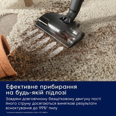 Electrolux Пылесос беспроводный, конт пыль -0.4л, автон. раб. до 90мин, вес-3.2кг, НЕРА12, AutoMode, BRC, 4 насадки, серый EP82UB25UG фото