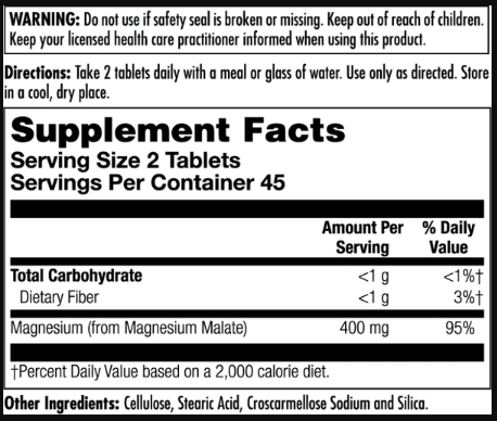 Магний малат (Magnesium Malate) 400 мг 90 таблеток