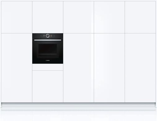 Bosch Духовой шкаф электрический, 67л, A+, дисплей, конвекция, пиролиз, ф-ция СВЧ, черный HMG6764B1 фото