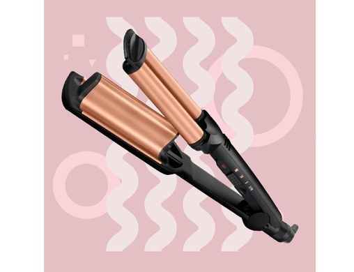 BaByliss Плойка, гофре , 85Вт, темп.режимів-3, 160-210С, природні хвилі, кераміка, турмалін , чорний (361708) W2447E фото