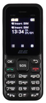 2E Мобильный телефон S180 2024 1.77" 2SIM, 600мА&bull;ч, черный 694743653885 фото