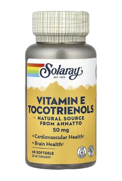 Токотрієнолі витамину Е (з аннато), Vitamin E Tocotrienols, Annatto 50mg - 60 softgels