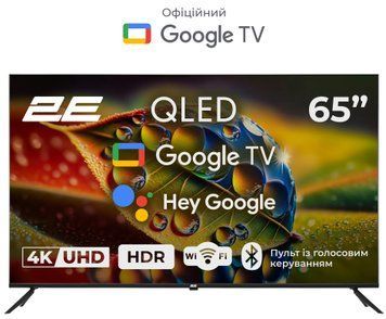 2E Телевизор 65" QLED 4K 60Hz Smart Google TV Black 2E-65A77Q фото