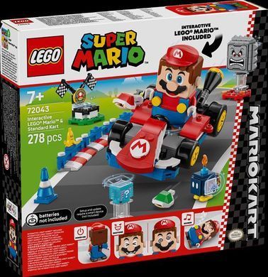 Конструктор LEGO Super Mario Mario Kart Interactive LEGO Mario та Standard Kart 278 деталей (72043)
