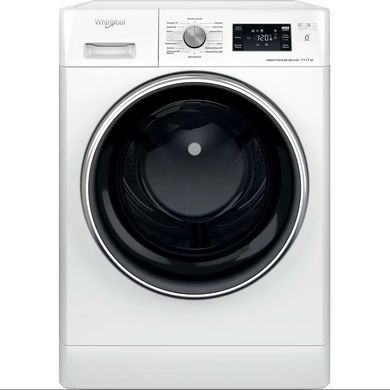 Whirlpool Стирально-сушильная машина фронтальная, 11(7)кг, 1600, A, 60см, дисплей, пар, инвертор, люк черный, белый FFWDB1176258BCVUA фото