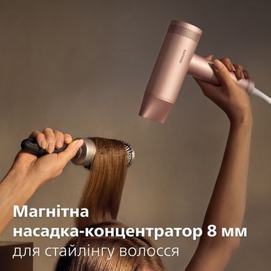 Philips Фен 8000 Series, 1400Вт, 3 режими, іонізація, хол. обдув, турборежим, рожевий (385592) BHD837/10 фото