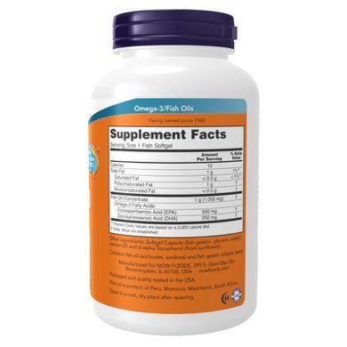 Ультра Омега-3 500 ЕПК / 250 ДГК Now Foods (Ultra Omega-3 500 EPA / 250 DHA) 180 риб'ячих гелевих капсул
