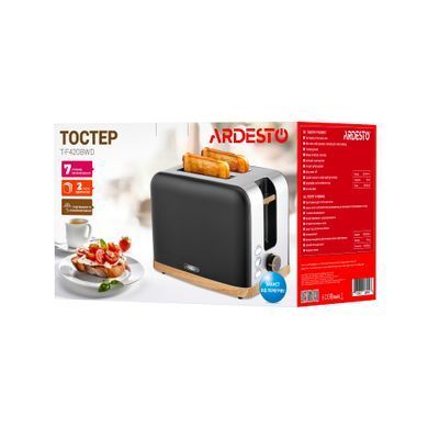 Тостер ARDESTO T-F420BWD, 800Вт, металл, 2 слота, черный (376947) T-F420BWD фото