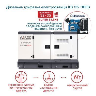 Дизельная трехфазная электростанция KS 35-3BES KS 35-3BES фото