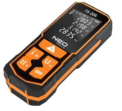 Лазерный дальномер NEO Tools 75-206, 100 м, точность &plusmn;2 мм, IP54, USB-C, профессиональный.