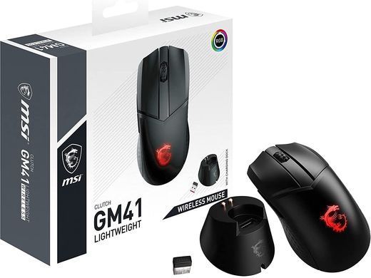 MSI Мышь Clutch GM41 LIGHTWEIGHT WIRELESS, RGB, WL, чёрный S12-4300860-C54 фото