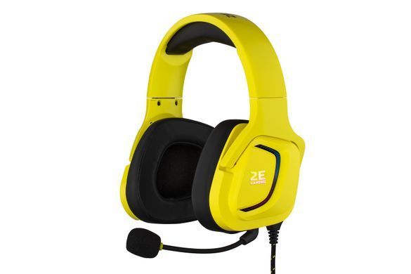 Гарнітура ігрова 2E GAMING HG340, mini-jack/dual 3.5мм, RGB, 2м, жовтий (343463) 2E-HG340YW фото