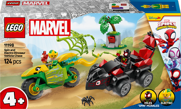 Конструктор LEGO Marvel Павук і його неймовірні друзі Перегони на електромобілях з динозаврами 124 деталі (11198)