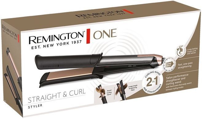 Remington Стайлер One Straight&Curl, 2в1, темп.режимов-5, 150-230С, керамика, черный S6077 фото