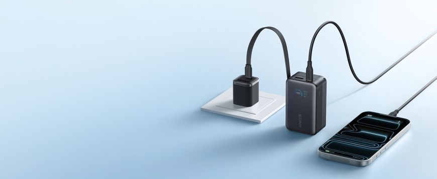Портативное зарядное устройство Anker Nano - 10000 mAh 45W Built-In USB-C Cable Black (7206698)