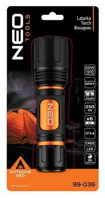Ліхтар на батарейках NEO 99-036 із зумом, 1500 лм, LED CREE 99-036 фото