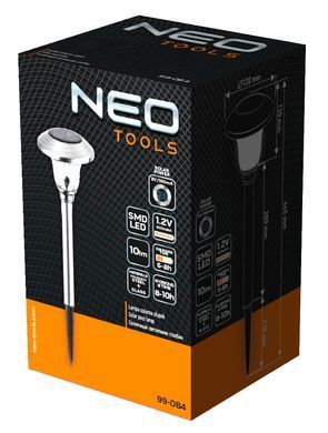 Садовий світильник NEO TOOLS 99-084 на сонячній батареї, LED 10 лм, метал