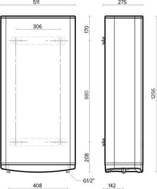 Водонагреватель электр. Ariston плоский слим VELIS TECH 100 EU, 100л, 2*1,5кВт, ун. монтаж, электр. упр-ние, B, Италия, Серый 3100919 фото