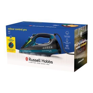 Russell Hobbs Утюг Colour Control Pro, 2400Вт, 380мл, паровой удар -185гр, самоочистка от накипи, индик.темпер., керам. подошва, синий 27280-56 фото