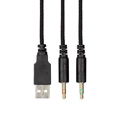 Гарнитура игровая 2E GAMING HG340, mini-jack/dual 3.5mm, RGB, 2м, чёрный 2E-HG340BK фото