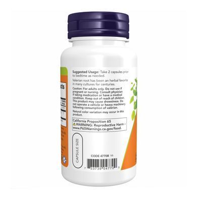 Valerian Root 500mg - 250 vcap Корінь Валеріани Now Foods (250 капсул) &mdash; Для сну