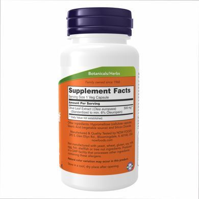 Olive Leaf Extract 500 mg - 60 veg caps Now Foods