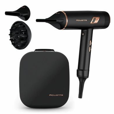 Rowenta Фен Ultimate Experience Maestria, 2000Вт, 3 режими, дифузор, кейс для зберігання, іоніз-я, хол. обдув, чорний (385736) CV9920F3 фото
