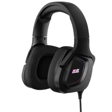 Гарнитура игровая 2E GAMING HG340, mini-jack/dual 3.5mm, RGB, 2м, чёрный 2E-HG340BK фото