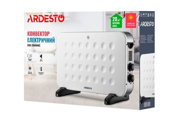 ARDESTO Конвектор, 20м2, 2000Вт, мех. упр-ння, відкритий нагрів. елемент, білий (356287)