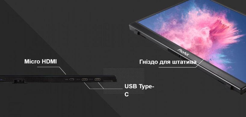 ASUS Монітор портативний 14" ProArt PA148CTV mHDMI, 2xUSB, MM, IPS, sRGB 100%, Touch, Case (338789) 90LM06E0-B01170 фото